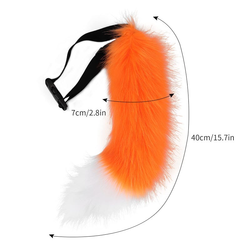 BANLAN Faux Fur Fox Costume Cat Tail Cosplay Halloween Christmas Party Costume One Size, Orange - Image 3